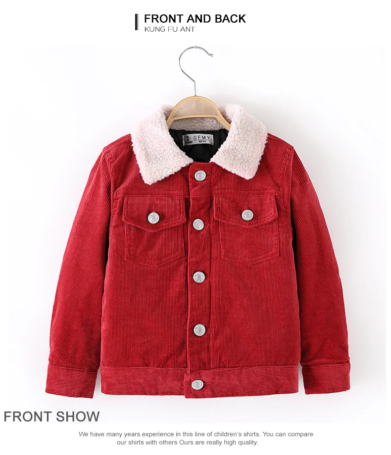 Коллекция года, брендовая Вельветовая Рабочая куртка в японском ретро стиле Брендовое пальто для мальчиков с воротником из овечьего меха теплая хлопковая Детская куртка с надписью, 3270