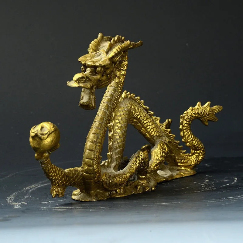 

China Old Antique Brass Hand-carved Statue --- Dragon
