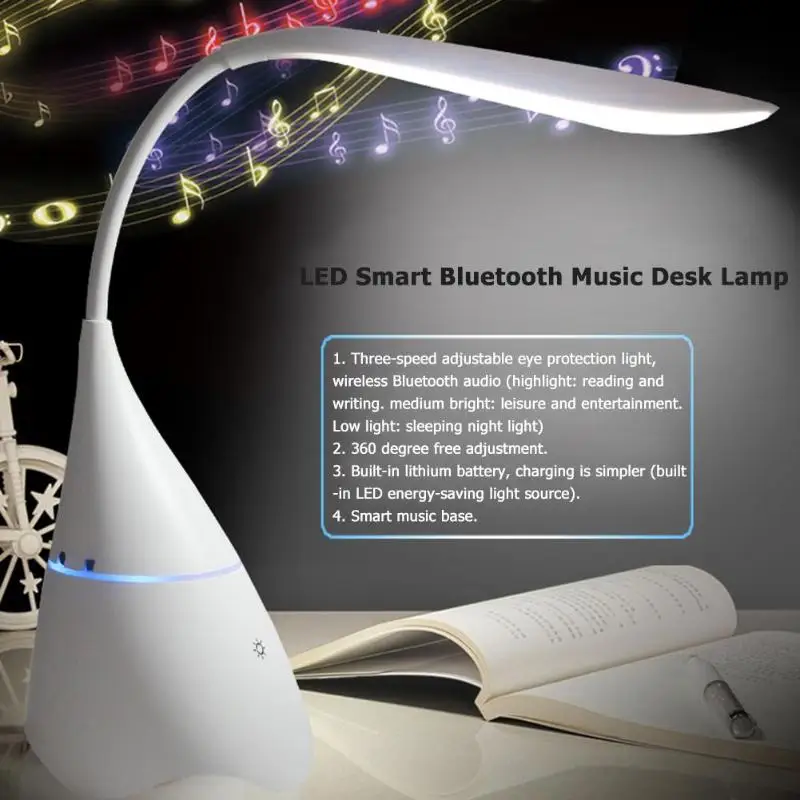 LED Smart Table Lamp Dimming Bluetooth Music Desk Lamp Eye Protection Light