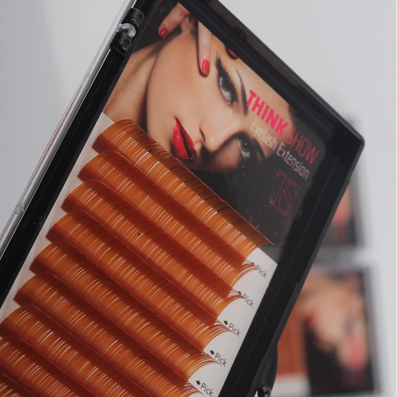 Thinkshow 8-15mm 12Lines/Tray Brown Eyelash Extension Silk Volume Natural Long Individual Lashes Synthetic Hair 3D Russia Lash 10 trays volume lash 2d long stem soft eyelash false 100% silk individual lashes volume lashes can mark size lash free shipping