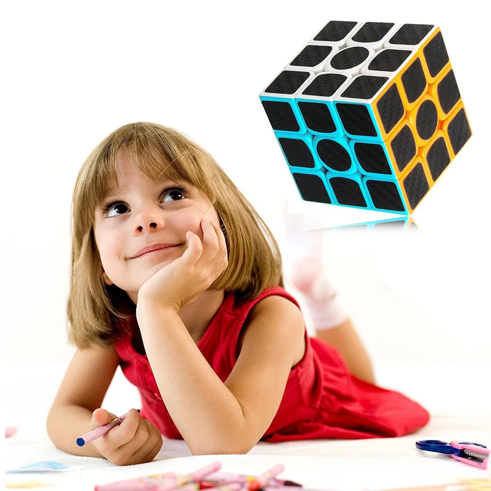 Carbon Fiber Sticker Speed Magic Cubes Puzzle Toy Children Kids Gift Toy Youth Adult Instruction Professional Rubiks cube