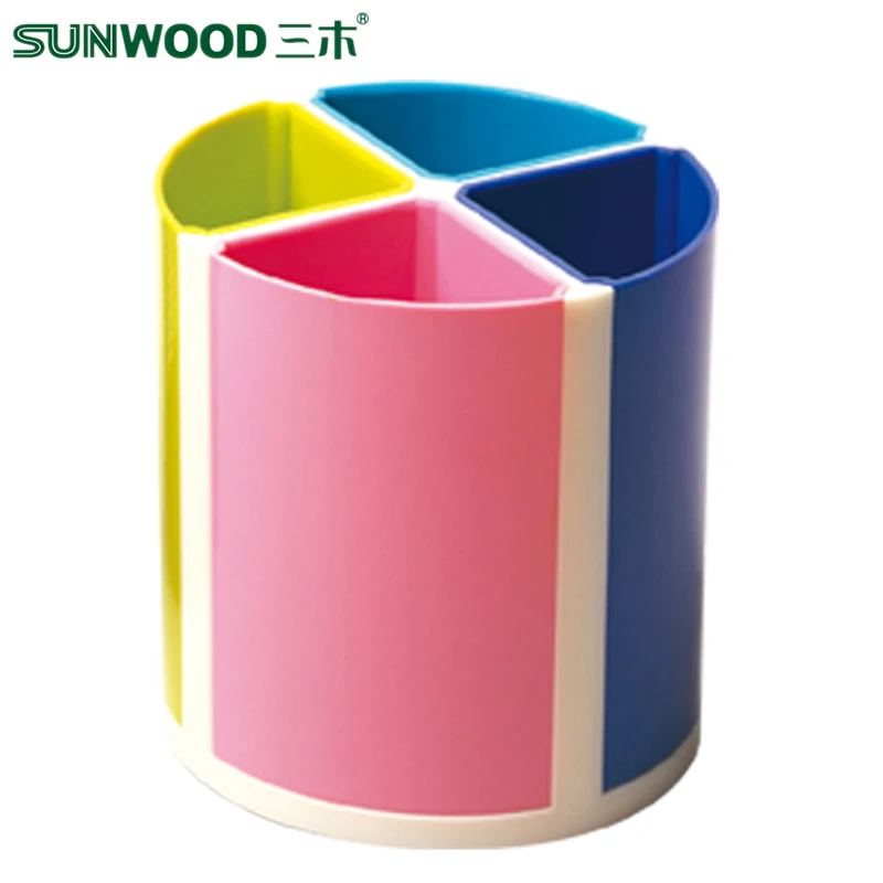 Sunwood 68*80mm Circle pen Multi Pen Holders Colour Plastic Pencil Pots