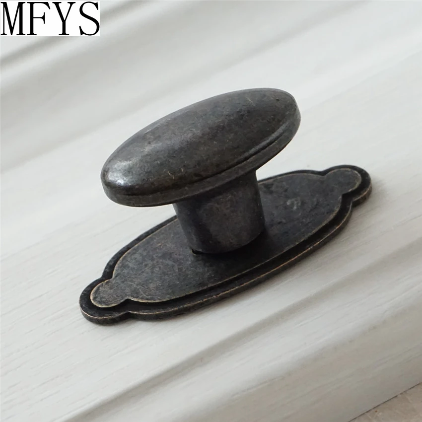 Dresser Knob Drawer Pulls Handles Back Plate / Kitchen Cabinet Door Knobs / Vintage Style Rustic Oval Knob Antique Bronze Dresser Knob Drawer Pulls Handles Back Plate / Kitchen Cabinet Door Knobs / Vintage Style Rustic Oval Knob Antique Bronze