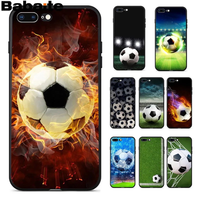

Babaite Football Soccer Ball on water burning fire sports Soft Phone Case for Apple iPhone 8 7 6 6S Plus X XS MAX 5 5S SE XR