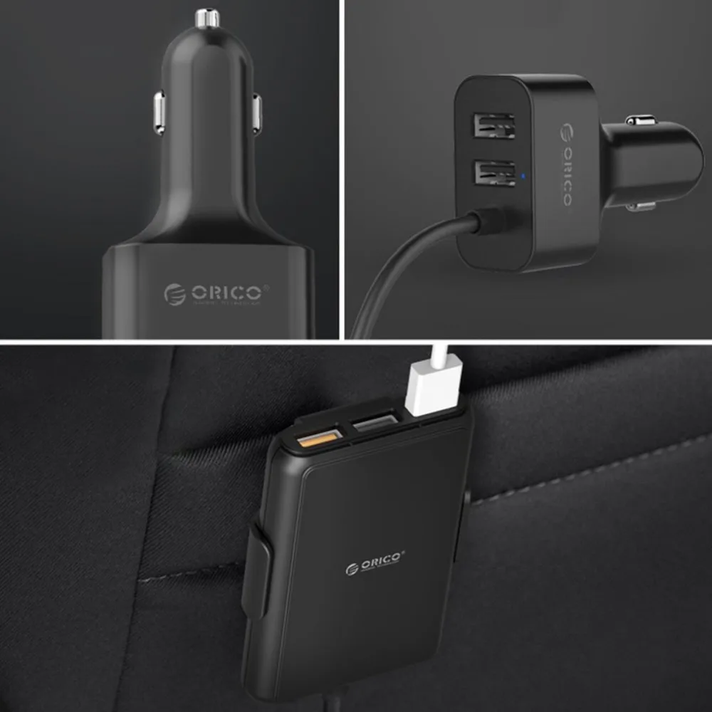 ORICO 5 منافذ QC3.0 USB شاحن سيارة USB محول سريع 52 W ل MPV سيارة الهواتف المحمولة اللوحي 12 V/ 24 V المتاحة أسود ORICO 5 منافذ QC3.0 USB شاحن سيارة USB محول سريع 52 W ل MPV سيارة الهواتف المحمولة اللوحي 12 V/ 24 V المتاحة أسود