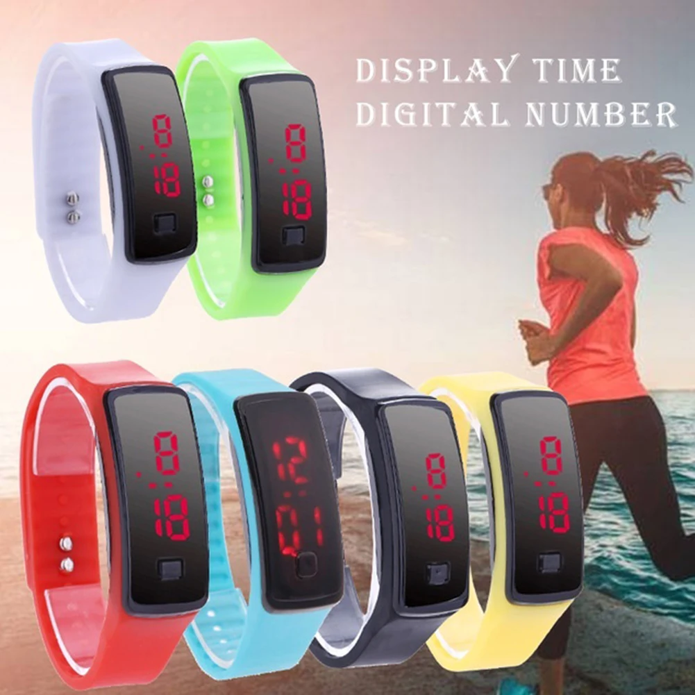 

Bracelet Candy Color Sports Watch LED Digital Unisex Casual Silicone Wristwatches Rubber Men Smart Watch Women Hand Ring Watches