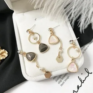 

Asymmetrical Geometric Earrings Simple Wild Magic Pearl Long Earrings