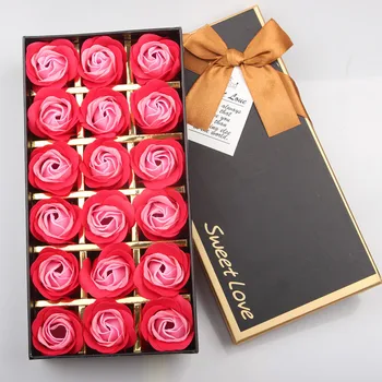 

100pcs/lot Scented Soap Rose flower Essential Oil Set with Gift Box romantic Lover Valentine's Day Wedding Gifts Body Bath Flowe
