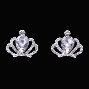 

(S0858)10pcs/lot, 32mmx28mm crown stunning rhinestone embellishment ,flat back, all crystalsl,silver plating