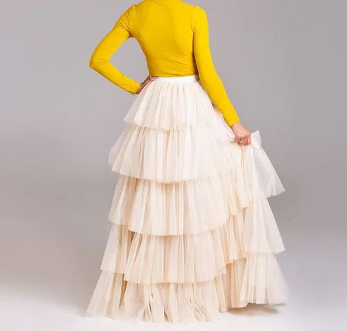 Maxi El Color Suelo Falda Hasta Cintura Capas Mujer Faldas Con Tul Alta Cirlce Picture 2018 Graduación Volantes Completa De qUwUxt6O