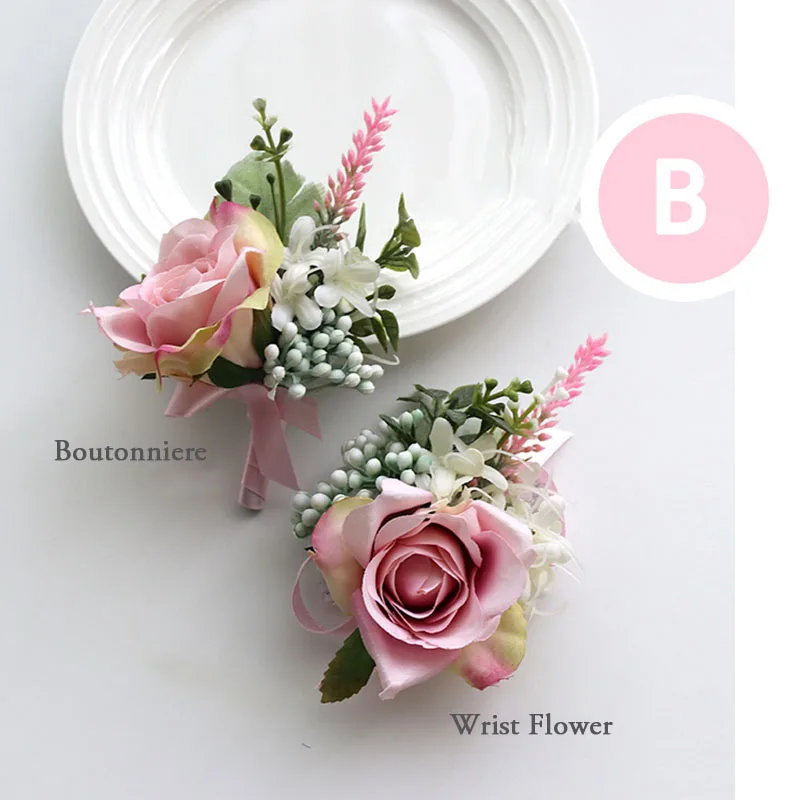 pink wrist corsage boutonniere wedding  (14)