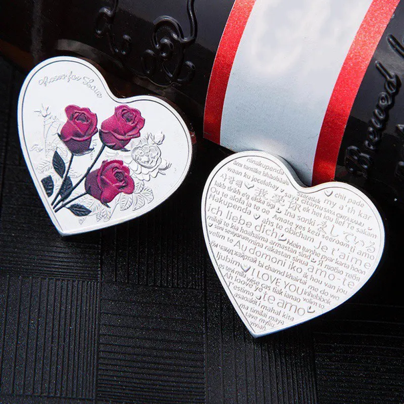 1 шт. 38 мм Сердце Роза День Святого Валентина Юбилейная монета I Love You эмуляция День Святого Валентина игровой валюты