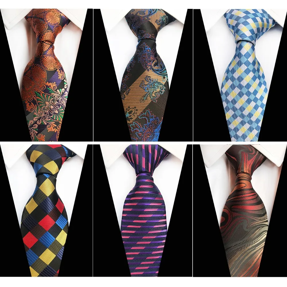 RBOCOTT мужские Цветочные Галстуки Пейсли клетчатый галстук полосатый шейный для