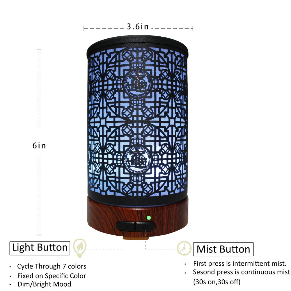 Goedkoop Metalen Handwerk Essentiële Olie Diffuser Gesneden Ijzer Aromatherapie Rustig Luchtbevochtiger 7 Kleuren Nachtlampje Voor Kantoor Baby Thuis Kinderen