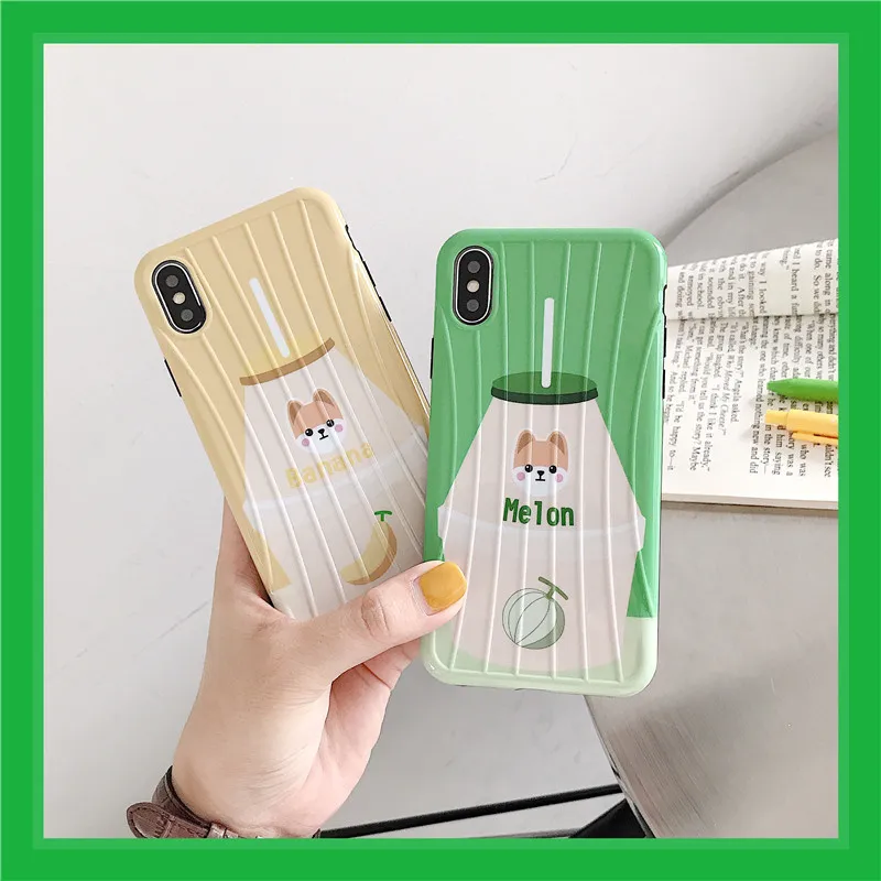 

For IPhone 6 6S 7 8 Plus Case NEW Trunk Design Soft Silicone Case for Iphone X XR XS Max Fresh Milk Drink Back Cover Shell Capa