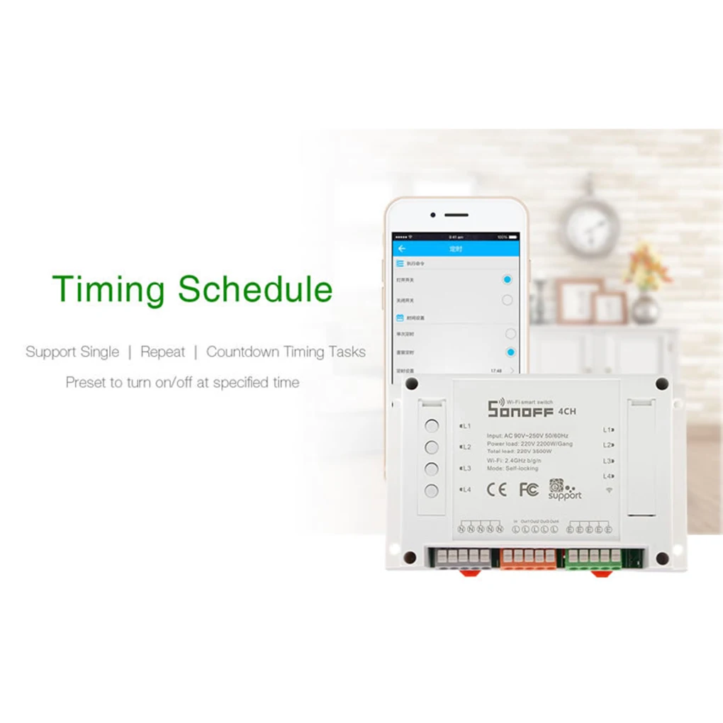 

ITEAD Sonoff 4ch Channel Remote Control WiFI Intelligent Switch Home Automation Module Wireless Timer DIY Switch