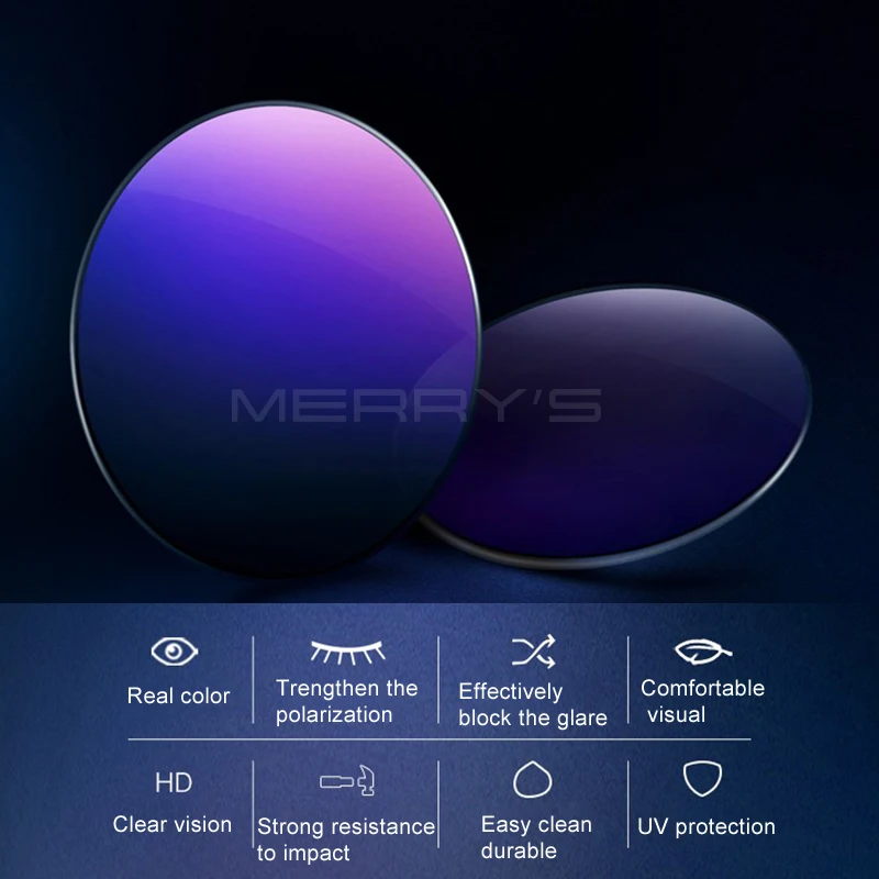 US $28.98 Merrys Polarized Series 156 161 167 Prescription Cr39 Resin Aspheric Glasses Lenses Myopia Sunglasses Lens Coating Uv400