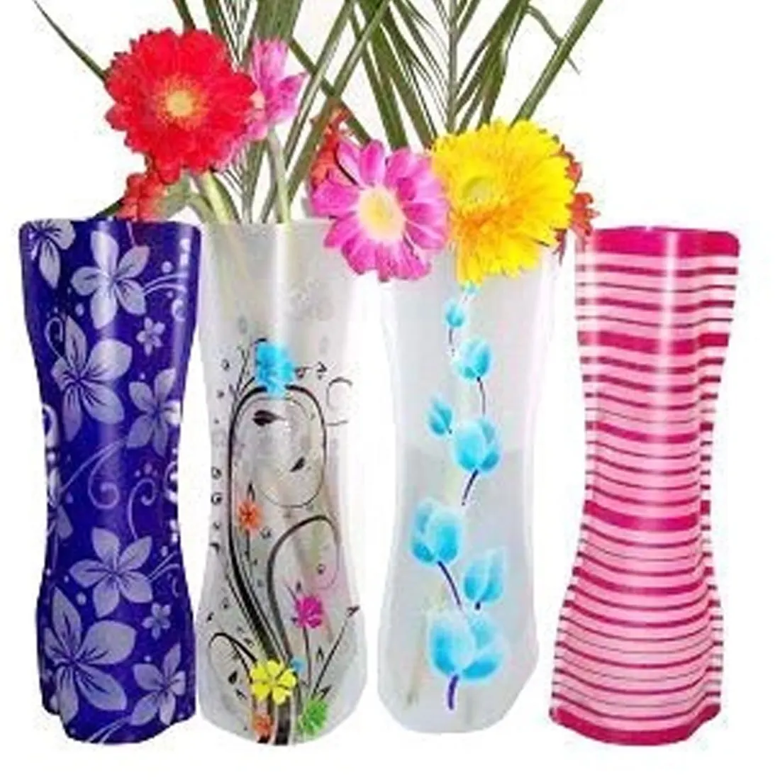 Color Random PVC Folding Durable Flower Vase Foldable Flower Vase For Home Wedding Party Decoration Easy to Store