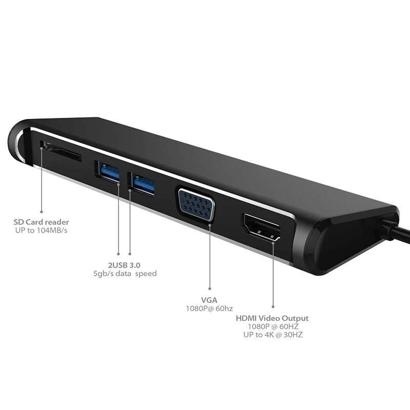 Amkle USB C концентратор 3 1 type к HDMI VGA 0 SD кард ридер адаптер 1080P видео конвертер для Macbook