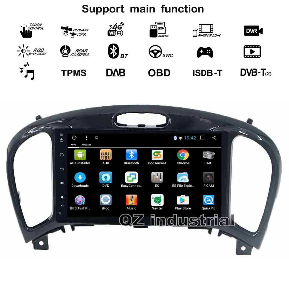 Sale QZ industrial HD 8inch Android 8.1 T3 for Nissan JUKE Car DVD player with GPS 3G 4G WIFI BT Radio Navigation Stereo SWC RDS Map 1