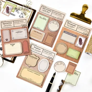 

1 Set Memo Pads Sticky Notes Kawaii Vintage Label Paper Notepad iary Scrapbooking Stickers Office School stationery Bookmark