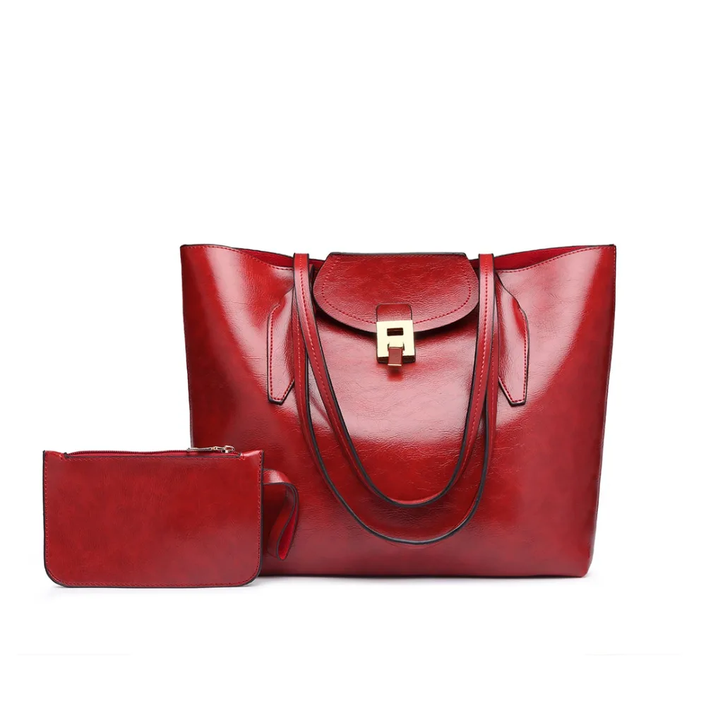 

Miss Lulu 2PCS Women Leather Handbags Ladies Fashion PU Shoulder Bags Female Designer Large Top-handle Tote with Purse YD1857