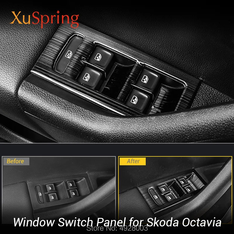 Car Window Switch Adjustment Knob Panel Cover Trim Stickers Strips Garnish Styling For- Skoda Octavia MK3 A7 5E