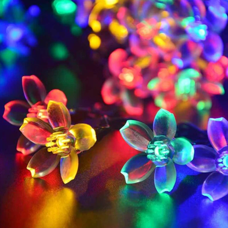 LED Solar Powered Lamp Flower Color Solar Christmas Light String Solar Light Strin Fairy Lights Outdoor Waterproof Wedding Decoration (2)