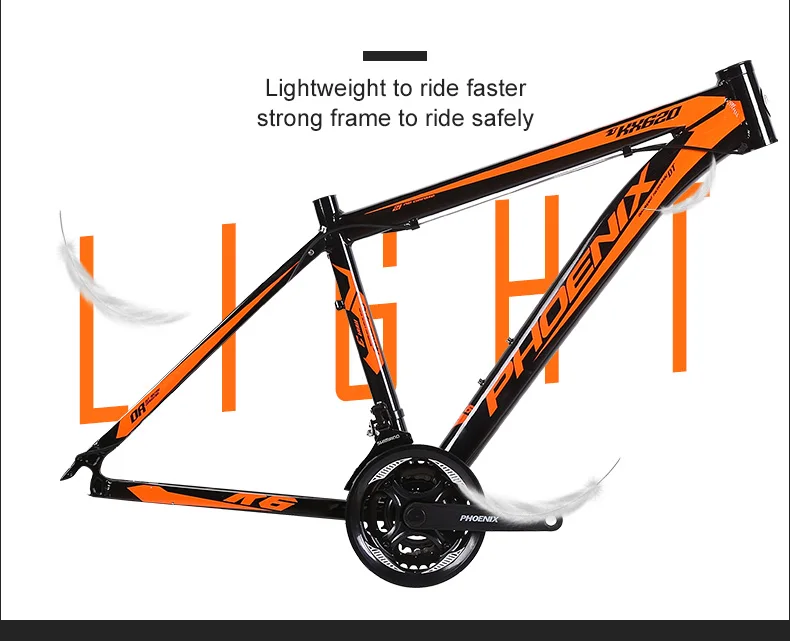 Phoenix 26 INCH Bike 21 24 Speed Mountain Bicycle Aluminium Double Disc Brake MTB Bike Bisiklet Bicicleta Mountain Road Cycling