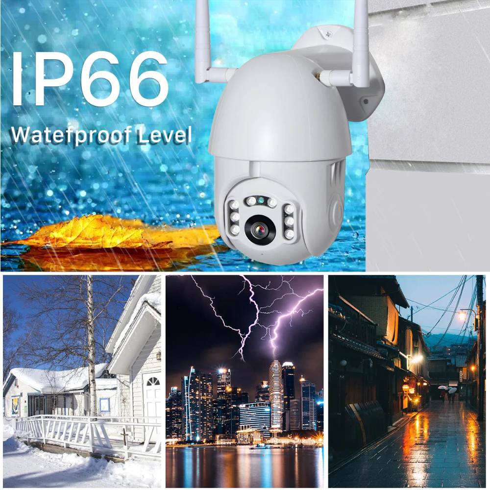 Hebeiros HD 2MP 1080P IP66 Onvif Водонепроницаемая наружная облачная камера с автоматическим отслеживанием P2P Беспроводная IP PTZ камера