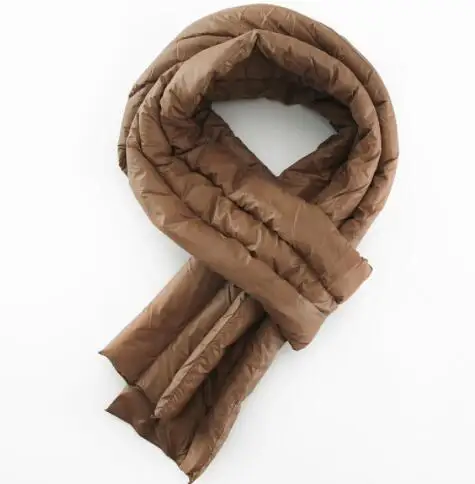 Женский хлопковый пуховый шарф-снуд, теплый шарф 10x180 см, Гагачий шарф для шеи, женский и мужской надувной зимний пуховый шарф - Цвет: CAMEL