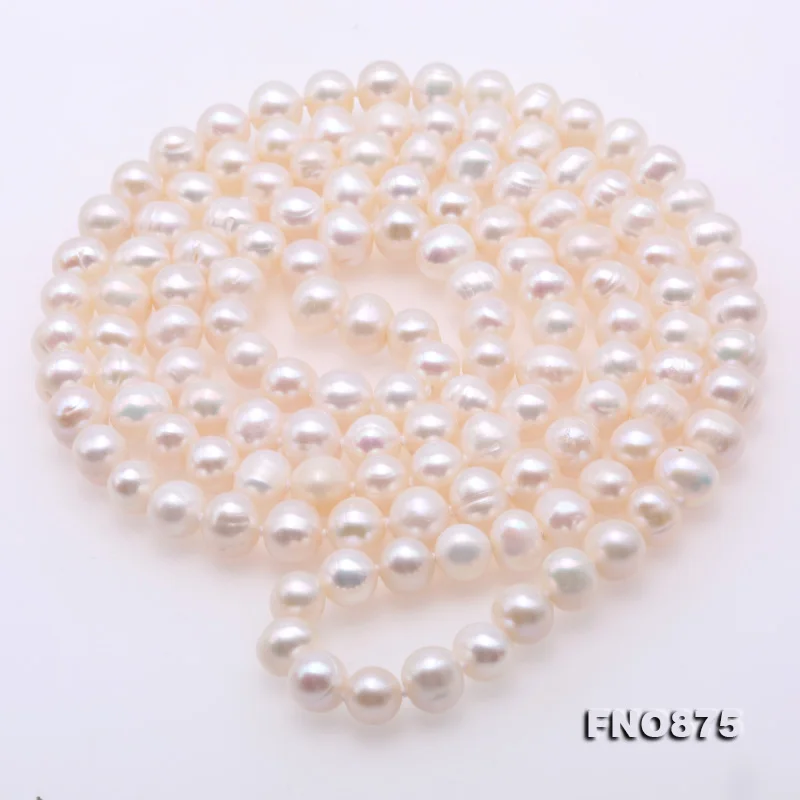 

Ожерелье женское с длинным жемчугом, колье из натурального пресноводного жемчуга белого цвета 47 дюймов 9-10 мм, Подарочная бижутерия для девушек и женщин