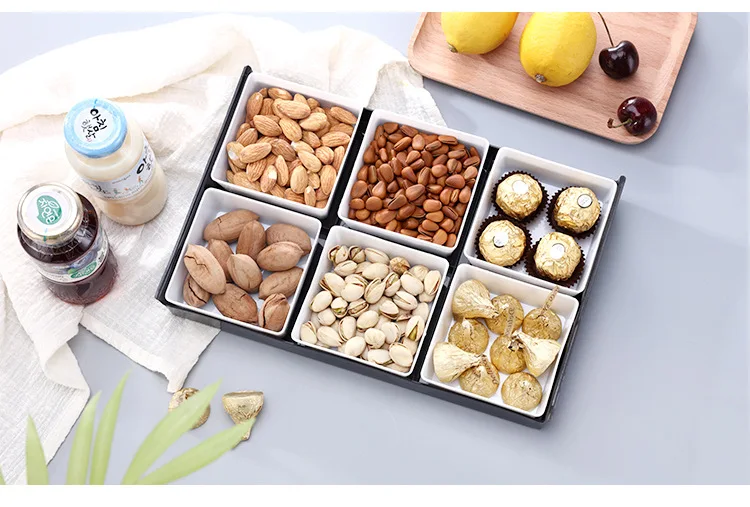 

1PC Creative Plastic Snack Plates Divided Lattice Fruit Plates Storage Tray Living Room Solid Plastic Snack Dish Plate OK 0809