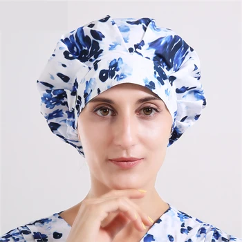 

Fashion Print Design Medical Scrub Caps Surgical Bon Caps Doctor Nurses Hat Adjustable Workwear Caps Home Beauty Salon Work Hats