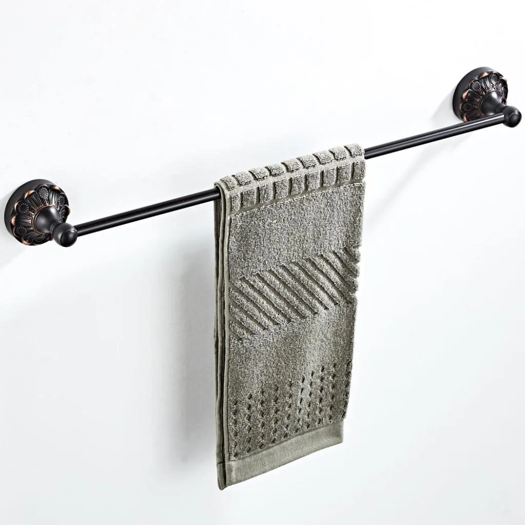 Vintage Style Brass Finish Bathroom Towel Rails Rack Bars & Toilet Brush Set