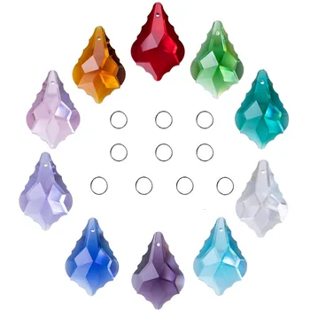

H&D 38mm Crystal Baroque Maple Leaf Prism Pendant Glass Chandelier Hanging Pendant Fengshui Suncatcher Wedding Home Window Decor