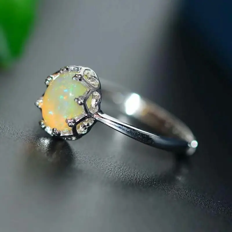 

shilovem 925 sterling silver Natural opal Rings fine Jewelry women trendy wedding bands 2018 new open wholesale bj060801ago