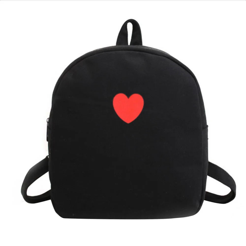 

Love Heart Printed Backpack Teenager Cute Mini Brand Designer Schoolbag Rucksack New Ladies Canvas Mochila Feminina Shoulder Bag