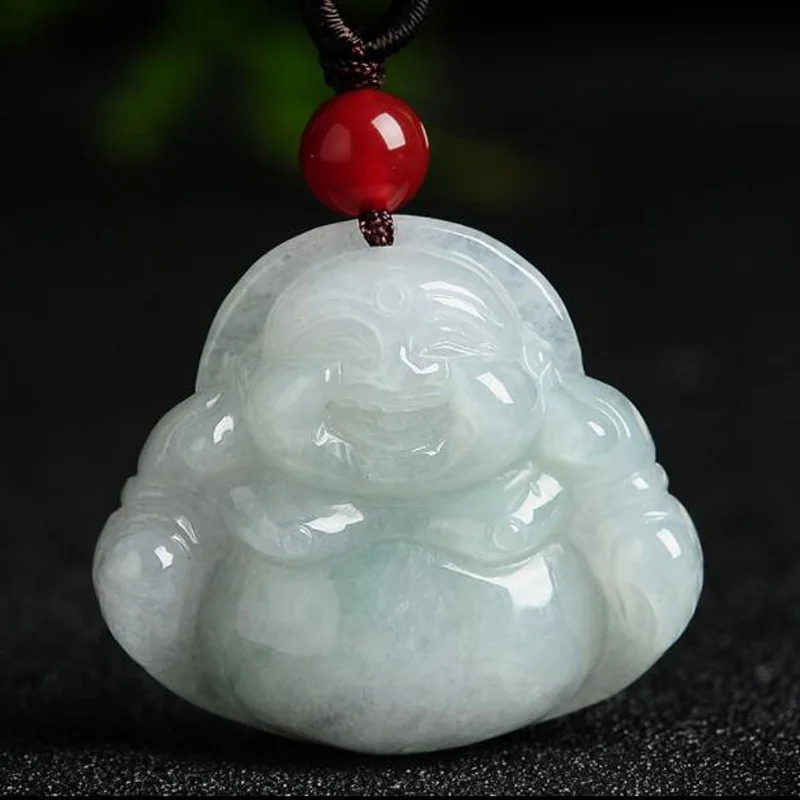 

Fine Jewelry natural Emerald Jade carving Maitreya Buddha lucky blessing Pendant women men beautiful necklace gifts
