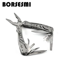 Горячая Открытый комбинированный комплект многофункциональные складные плоскогубцы с ножом 12 в 1 Плоскогубцы Из Нержавеющей Стали походный инструмент
