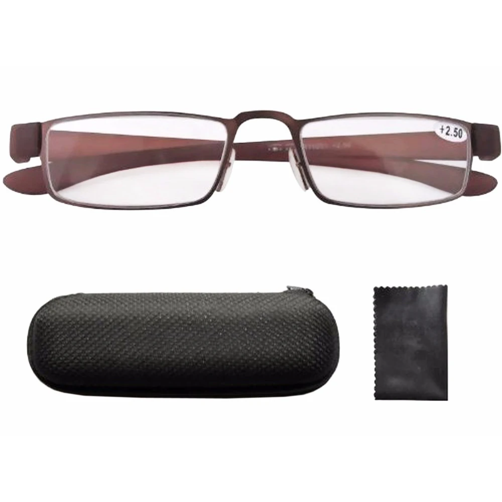 R11031 BROWN Stainelss Steel Frame Rubber Painted Temple Reading