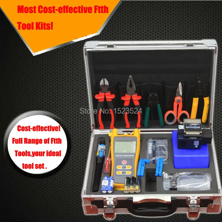 

17pcs/set Fiber Optic FTTH Tool Kit with FC-6S Fiber Cleaver and Optical Power Meter 10Mw Visual Fault Locator