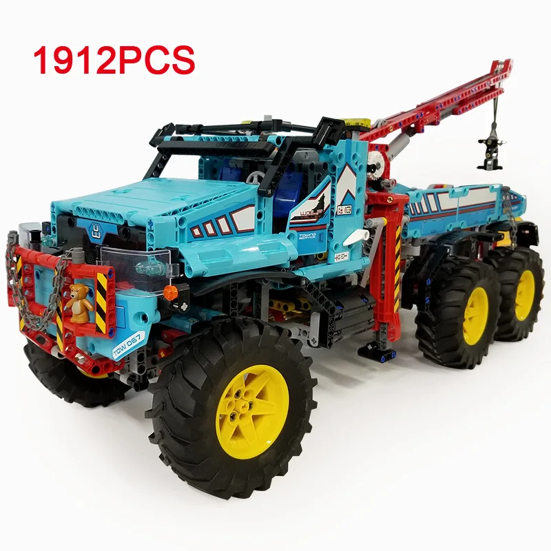 

Hot Technician technics radio remote control 6x6 all terrain tow truck Pickup building block model brick 42070 rc toy collection