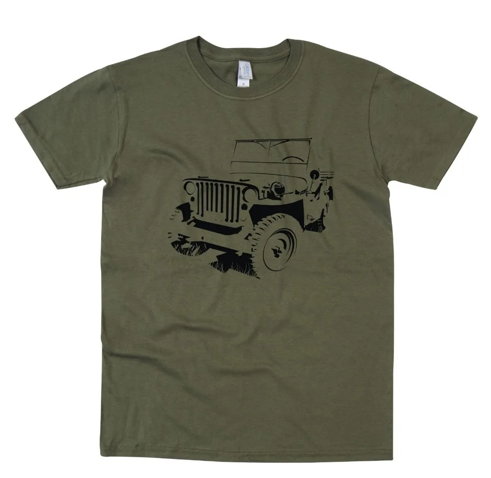 Джип Ww2 армейский автомобиль 4X4 геймер футболка Ретро дизайн Лидер продаж модный бренд круглый вырез горловины с Для мужчин футболки
