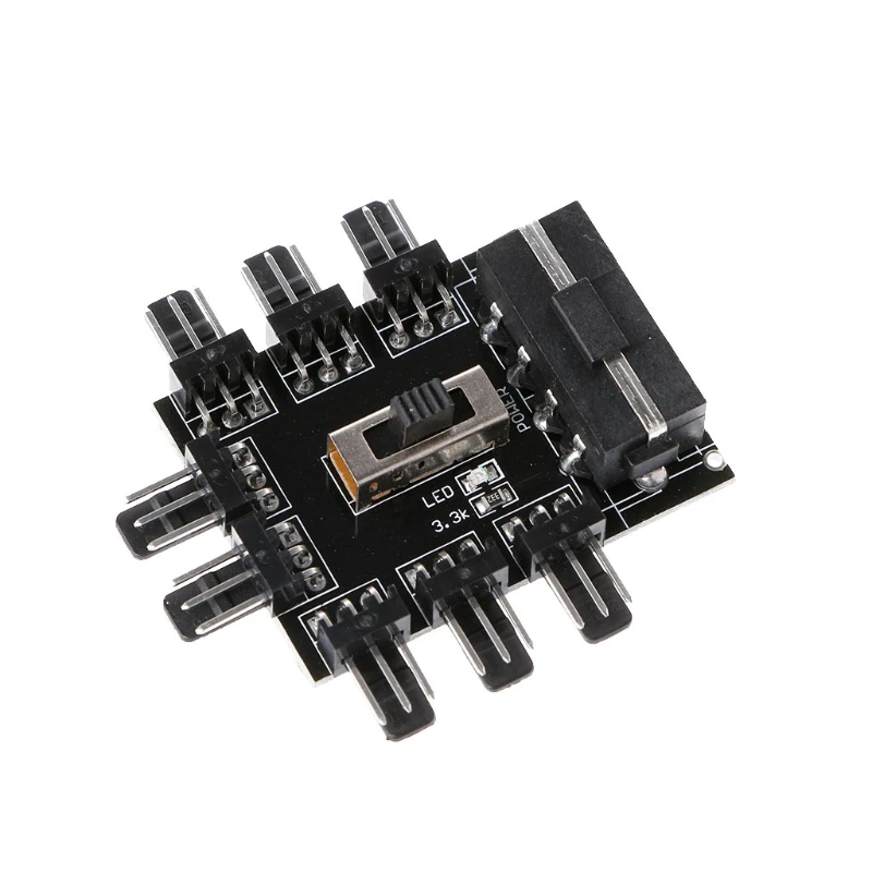 PC IDE Molex 1 To 8 Way Splitter Cooling Fan Hub 3 Pin 12V Power Socket 3