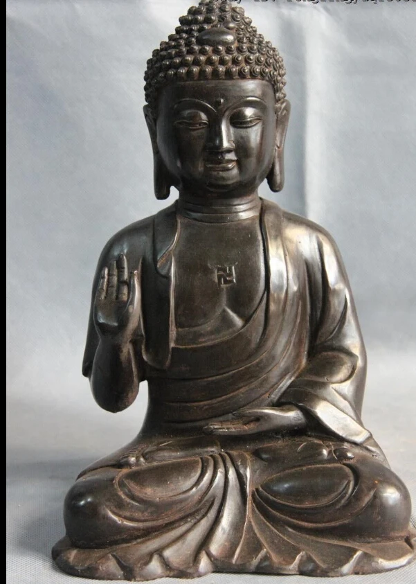 

[old craft ] 11 Tibet Buddhism Temple Copper Bronze Rulai Tathagata Amitabha Buddha Statue (A0314)