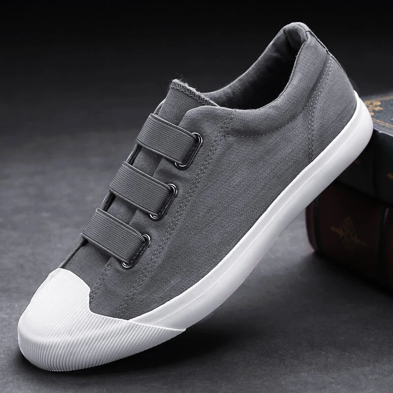 2018 Fashion Men's Canvas Shoes High Quality Men's Casual Vulcanized Shoes Breathable Loafers Man Slip-On Brand Sneakers Black