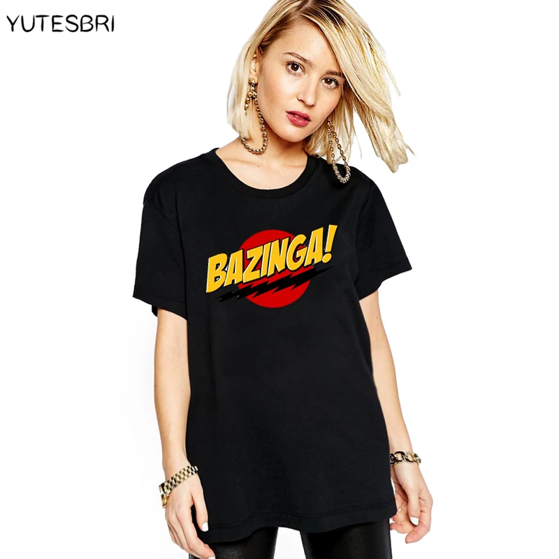 

Fahison Camiseta Bazinga Women's T-Shirts Cotton Ladies hip hop Style The Big Bang Theory T Shirt Casual Cropped Tee Shirt women