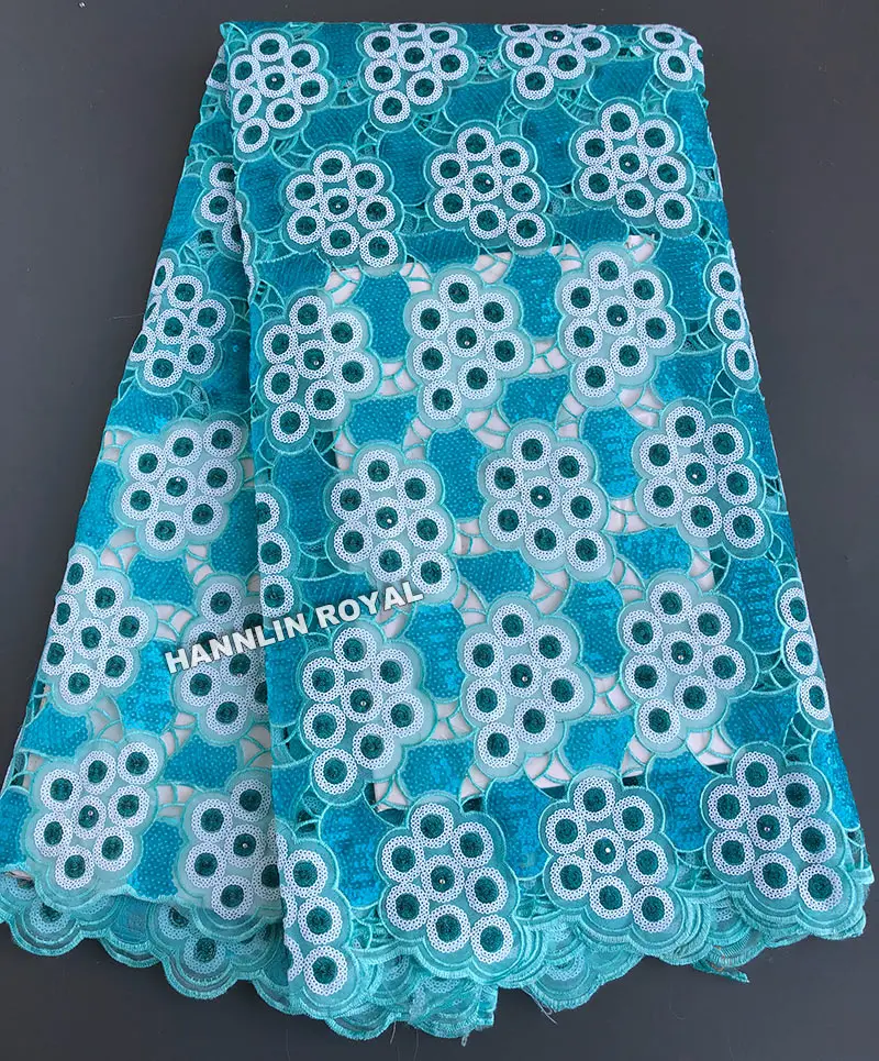 Сине-белые блестки в африканском стиле органза ручного раскроя кружевная свадебная ткань Нигерия традиционная одежда; горячая распродажа