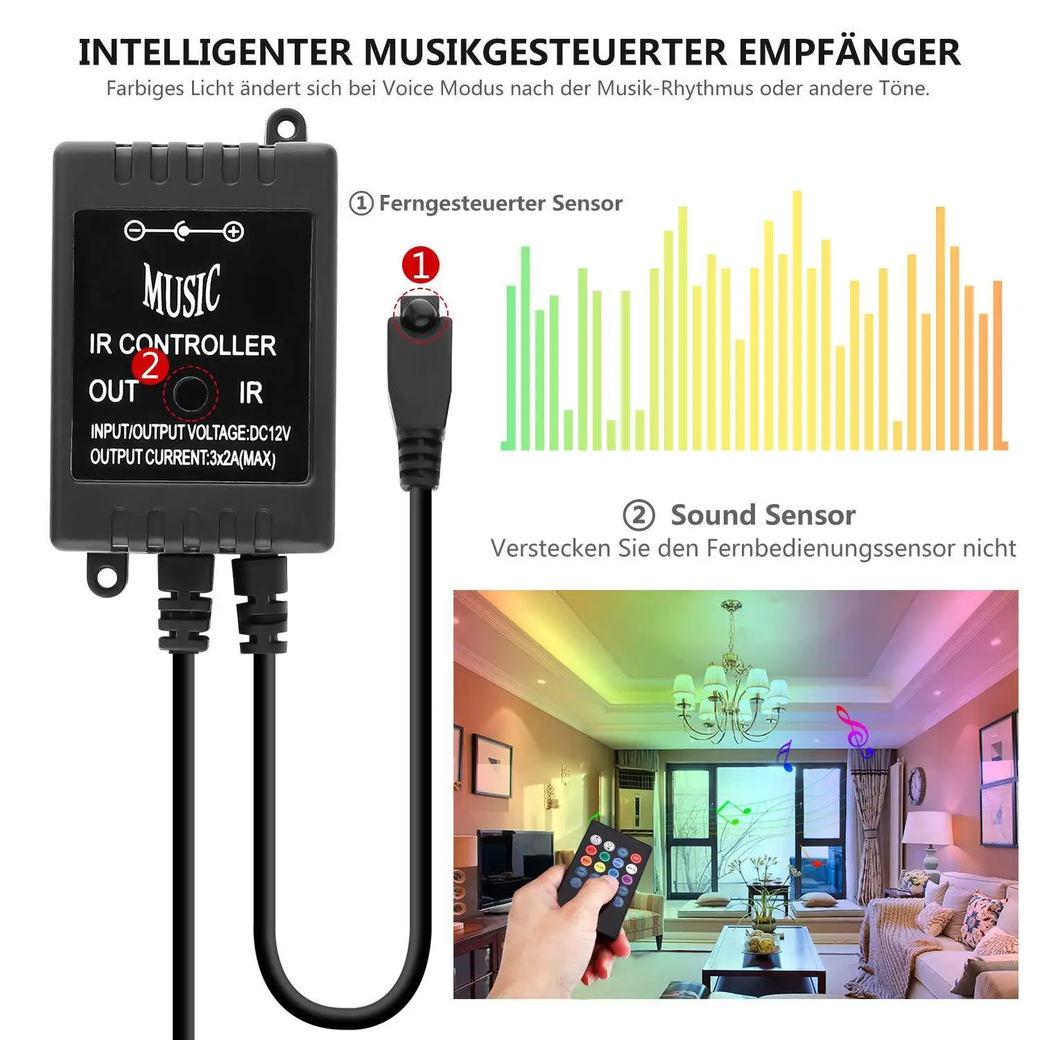Музыкальная Светодиодная лента SMD5050 RGB водонепроницаемая светодиодная IP65